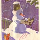 Министерство связи СССР. 26.01.69. С Новым годом! Зак. 4061. А03797. 6 млн. Снеговик кормит синичек.